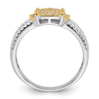 Sterling Silver Rhodium/Gold-tone Pav‚ CZ Ring
