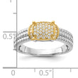 Sterling Silver Rhodium/Gold-tone Pav‚ CZ Ring