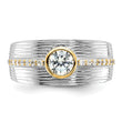 Sterling Silver Rhodium/Gold-tone CZ Ring