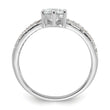 Sterling Silver Rhodium-plated Polished CZ Double Band Ring