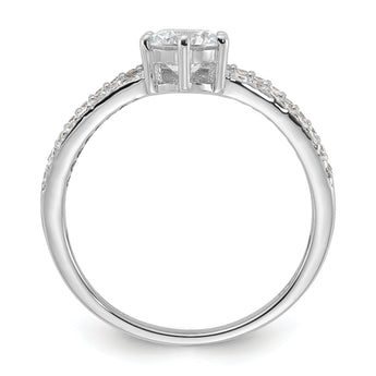 Sterling Silver Rhodium-plated Polished CZ Double Band Ring