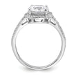 Sterling Silver Rhodium-plated CZ Halo Ring