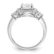 Sterling Silver Rhodium-plated CZ Halo Ring