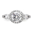 Sterling Silver Rhodium-plated CZ Halo Ring