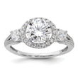 Sterling Silver Rhodium-plated CZ Halo Ring