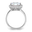 Sterling Silver Rhodium-plated Clear and Iridescent CZ Rnd Halo Ring