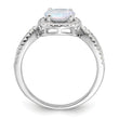 Sterling Silver Rhodium-plated Iridescent CZ Halo Ring