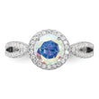 Sterling Silver Rhodium-plated Iridescent CZ Halo Ring