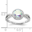Sterling Silver Rhodium-plated Iridescent CZ Halo Ring