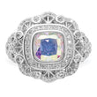Sterling Silver Rhodium-plated Clear and Iridescent CZ Ring