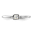 Sterling Silver Rhodium-plated Square CZ Ring