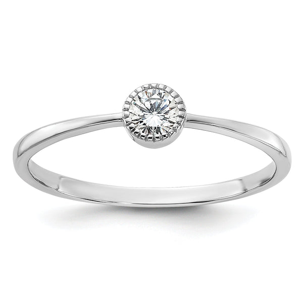 Sterling Silver Rhodium-plated CZ Ring