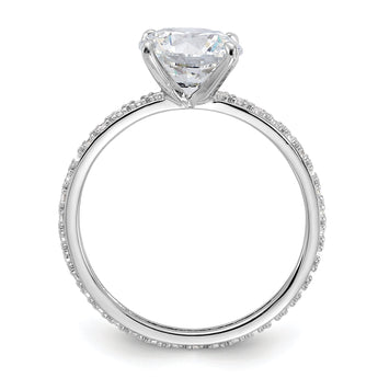 Sterling Silver Rhodium-plated 8mm CZ Solitaire Eternity Engagement Ring