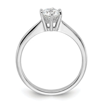 Sterling Silver Rhodium-plated 5mm Round CZ 6-prong Engagement Ring