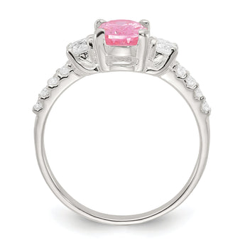 Sterling Silver Polished Pink and White CZ Ring
