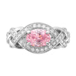 Sterling Silver Rhodium-plated Pink & White CZ Braided Ring