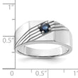 Sterling Silver Rhodium-plated Dark Blue Sapphire Signet Men's Ring