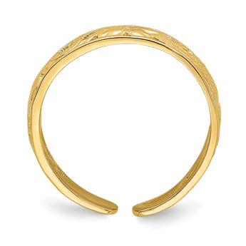 14k Adjustable Flower With Leaf Trim Toe Ring