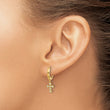 14k Madi K Polished CZ Cross Dangle Huggie Hoop Earrings