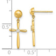 14k Madi K Polished CZ Cross Post Dangle Earrings