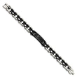Chisel Stainless Steel Polished Black IP-plated 9 inch Cross ID Bracelet
