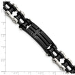 Chisel Stainless Steel Polished Black IP-plated 9 inch Cross ID Bracelet