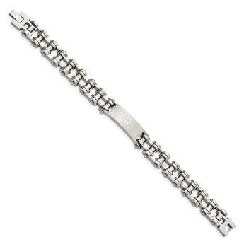 Chisel Stainless Steel Polished Spanish Lord's Prayer 9 inch Link ID Bracelet