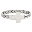 Chisel Stainless Steel Polished Cross 8 inch Link Bracelet