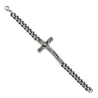 Chisel Stainless Steel Antiqued and Polished Crucifix 8.75 inch Bracelet