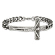 Chisel Stainless Steel Antiqued and Polished Crucifix 8.75 inch Bracelet