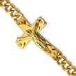 Chisel Stainless Steel Polished Yellow IP-plated Crucifix 8.25 inch Bracelet