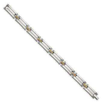 Chisel Stainless Steel with 14k Gold Accent Polished 8.5 inch Link Bracelet
