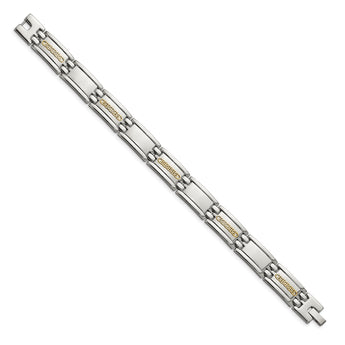 Chisel Stainless Steel with 14k Gold Accent Polished 8.75 inch Link Bracelet