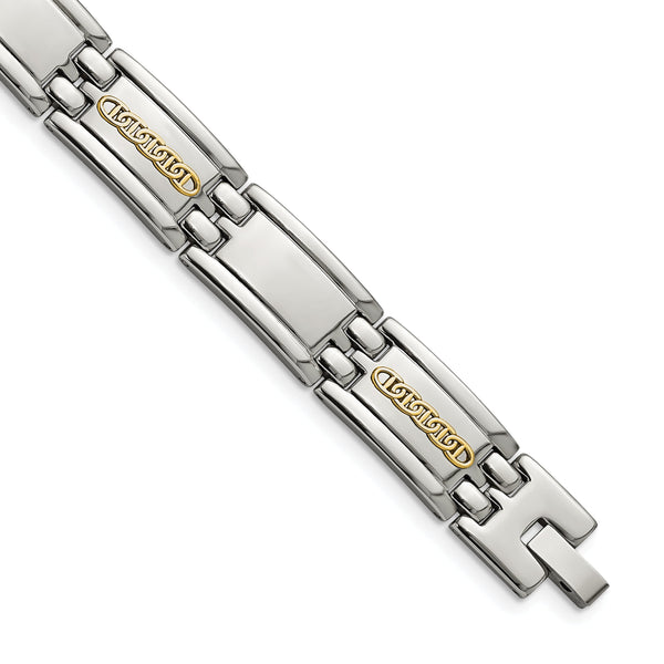 Chisel Stainless Steel with 14k Gold Accent Polished 8.75 inch Link Bracelet