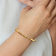 Stainless Steel Polished Yellow IP Enamel/Crystal FOLLOW YOUR HEART Bangle
