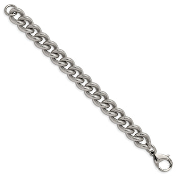 Chisel Stainless Steel Polished and Textured 14.5mm 8.25 inch Curb Bracelet