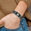 Stainless Steel Polished Black IP-plated Mesh Adj Magnetic Skull Bracelet