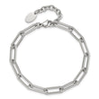 Chisel Stainless Steel Polished Elongated Open Link Paperclip 7 inch Bracelet with 1.25 inch Extension