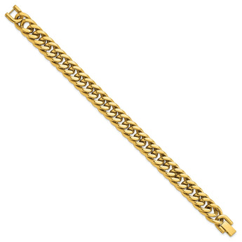 Chisel Stainless Steel Polished Yellow IP-plated 12mm 8.5 inch Heavy Curb Link Bracelet