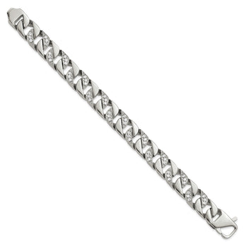Chisel Stainless Steel Polished with CZ 8.5 inch Curb Link Bracelet