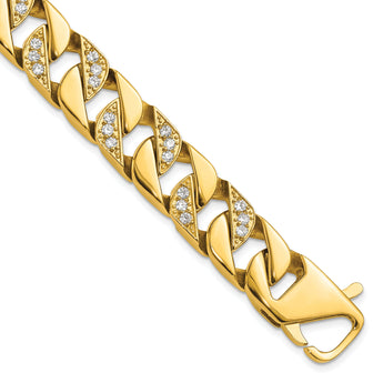 Chisel Stainless Steel Polished Yellow IP-plated with CZ 8.5 inch Curb Link Bracelet