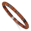 Chisel Stainless Steel Brushed Red Stone and Black Spectrolite Beaded Stretch Bracelet