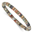 Chisel Stainless Steel Brushed Shoushan and Black Spectrolite Beaded Stretch Bracelet