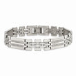 Sophisticated Stainless Steel Polished With Diamonds Fancy 8.75 Inch Bracelet