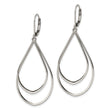 Stainless Steel Polished Double Tear-drop Leverback Dangle Earrings