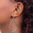 Stainless Steel Polished Double Tear-drop Leverback Dangle Earrings