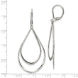 Stainless Steel Polished Double Tear-drop Leverback Dangle Earrings