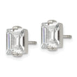 Stainless Steel Polished Rectangle CZ Post Earrings