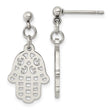 Chisel Stainless Steel Polished Chamseh/Hamsa Post Dangle Earrings