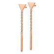Stainless Steel Polished Rose IP-plated Dangle Bar Triangle Post Earrings